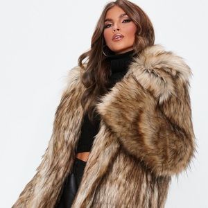 Missguided Premium Tipped Faux Fur Coat - NWT